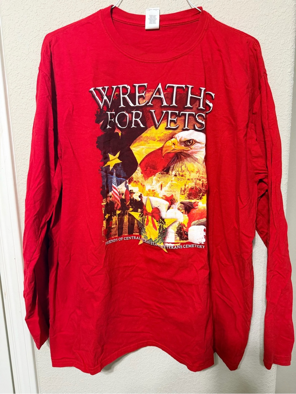 Wreaths For Vets Red Graphic Long Sleeve Tee